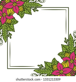 Vector illustration green leaf floral frame for greeting card congratulation hand drawn