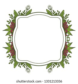 Vector illustration green leaf floral frame for greeting card congratulation hand drawn