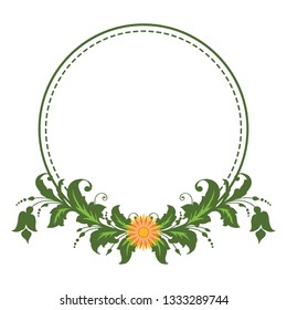 Vector illustration green leaf floral frames blooms hand drawn