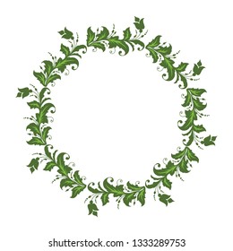 Vector illustration green leaf floral frames blooms hand drawn