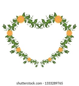 Vector illustration green leaf floral frames blooms hand drawn