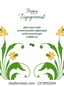 Vector illustration green leaf floral frame for celebration of happy engagement hand drawn
