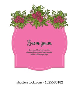 Vector illustration green leaf flower frame for romantic invitation marriage hand drawn