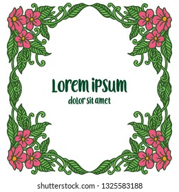 Vector illustration green leaf flower frame for romantic invitation marriage hand drawn