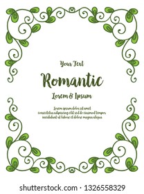 Vector illustration green leaf flower frame for romantic invitation marriage hand drawn