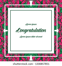 Vector illustration green leaf flower frame elegant for writing congratulation hand drawn