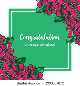 Vector illustration green leaf flower frame elegant for writing congratulation hand drawn