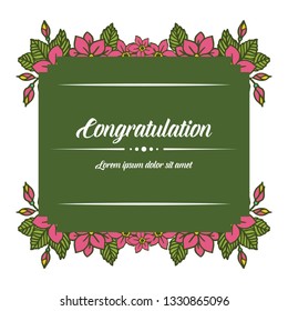 Vector illustration green leaf flower frame bloom for greeting card congratulation hand drawn