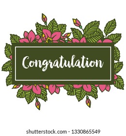 Vector illustration green leaf flower frame bloom for greeting card congratulation hand drawn