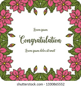 Vector illustration green leaf flower frame bloom for greeting card congratulation hand drawn