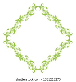 Vector illustration green leaf flower frame decor hand drawn