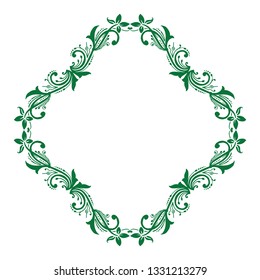 Vector illustration green leaf flower frame decor hand drawn