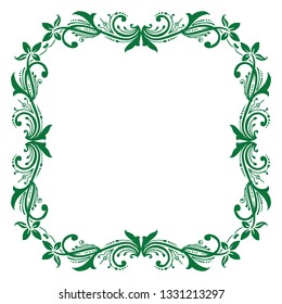 Vector illustration green leaf flower frame decor hand drawn
