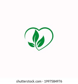 Ilustración vectorial de la hoja verde y el corazón para los íconos, símbolo para los amantes naturales. logo de los amantes de los productos orgánicos