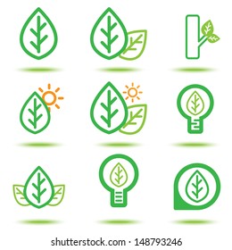 Vector illustration of green leaf icon, Logo template design