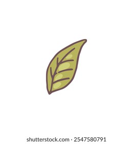 Ilustración vectorial de icono de hoja verde sobre fondo aislado. Planta botánica adecuada como logotipo, decoración o ingrediente. Estilo de dibujos animados plano mínimo. Medio ambiente.