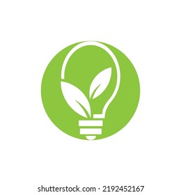 vector illustration of green leaf and light logo design