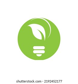 vector illustration of green leaf and light logo design