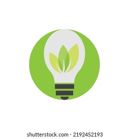 vector illustration of green leaf and light logo design