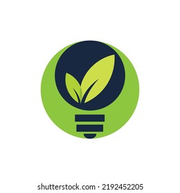 vector illustration of green leaf and light logo design