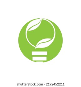 vector illustration of green leaf and light logo design