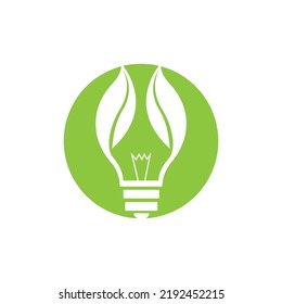 ilustración vectorial del diseño de la hoja verde y el logotipo de la luz