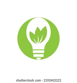 vector illustration of green leaf and light logo design