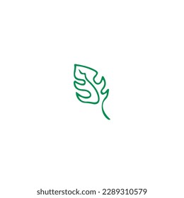  vector illustration of green leaf line concept