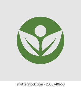 Vektorgrafik des Grünblattlogo-Designs auf grauem Hintergrund