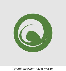 vector illustration of green leaf logo design at background gray