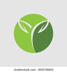 ilustración vectorial del diseño del logotipo de la hoja verde en gris de fondo