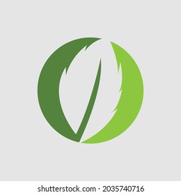 Vektorgrafik des Grünblattlogo-Designs auf grauem Hintergrund