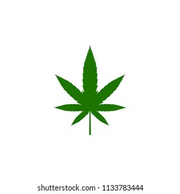 Vector illustration, green leaf marijuana, Seven leafs, Cannabis sativa forma indica, Cannabidaceae on white background