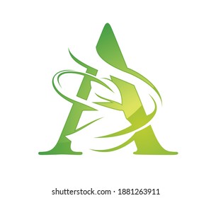 Vector Illustration Green Leaf Monogram Initial Stock Vector (Royalty ...