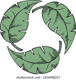 Vector illustration, green leaf recycling symbol