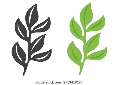 Ilustración vectorial de una hoja verde. Conjunto de iconos de Antiguas de hoja verde. Estilo respetuoso del medio ambiente.
