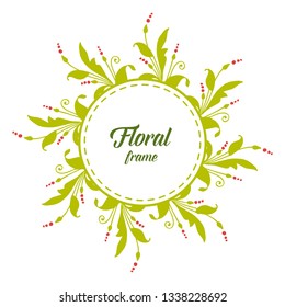 Vector illustration green leafy floral frames bloom hand drawn
