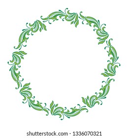 Vector illustration green leafy flower frames with invitation card hand drawn