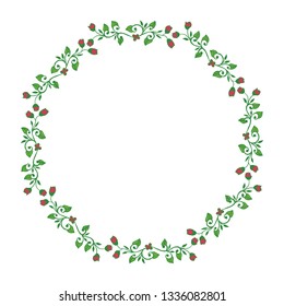 Vector illustration green leafy flower frames for invitation card hand drawn