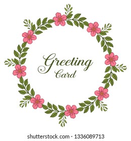 Vector illustration green leafy flower frame with invitation of greeting cards hand drawn