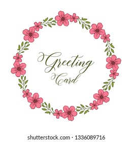 Vector illustration green leafy flower frame with invitation of greeting cards hand drawn