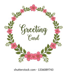 Vector illustration green leafy flower frame with invitation of greeting cards hand drawn