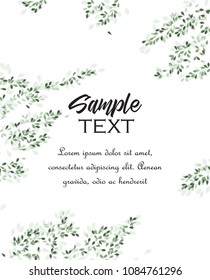 Vector illustration of green leaves. Background with branches and leaves, place for text