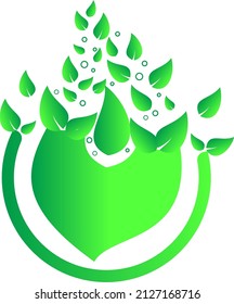 Vector illustration of green leaves flying and scattering. Suitable for background and printing purposes.
