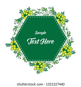 Vector illustration green leaves frame with your sample text here hand drawn