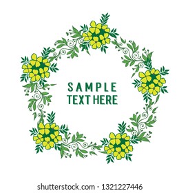 Vector illustration green leaves frame with your sample text here hand drawn