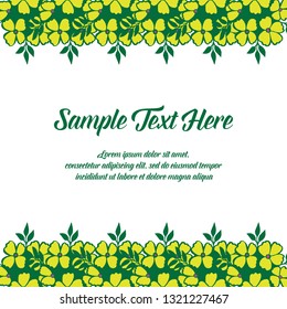Vector illustration green leaves frame with your sample text here hand drawn