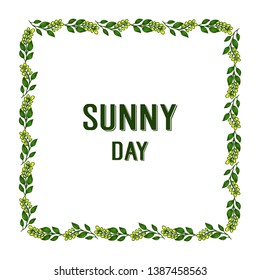 Vector illustration green leaves frame with decoration sunny day