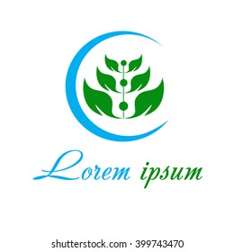 Vector illustration green leaves. Health care, beauty, domestic or natural food logo template.