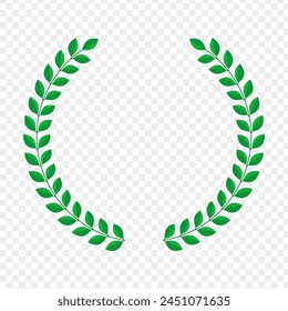 Vector illustration of green leaves laurel wreath on transparent background